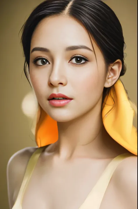 A model in her 20s with a gentle expression and overwhelming beauty..... she exudes warmth and friendliness, Her features are perfectly balanced、visually appealing. her style is modern and chic, Focused on expressing her natural elegance.. This image is、Ai...