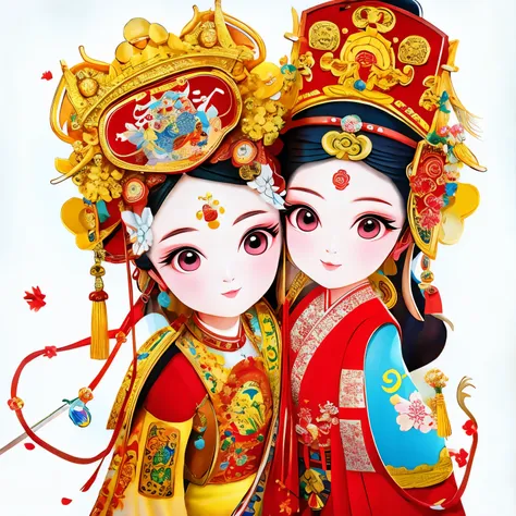 cantonese opera cartoon characters，eyes are very delicate（（（masterpiece）））， （（best quality））， （（intricate details））（8k）