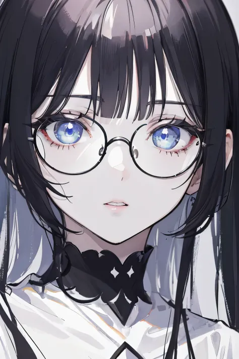 boy, round glasses, handsome, white skin, shiny, shiny lips, soft colors, shiny skin, very fine lines, manageable lines, coarse shading, line art, rough, dirty, perfect eyes, grainy realism, dirt, bright eyes, anime style, intricate details, complex, oil o...