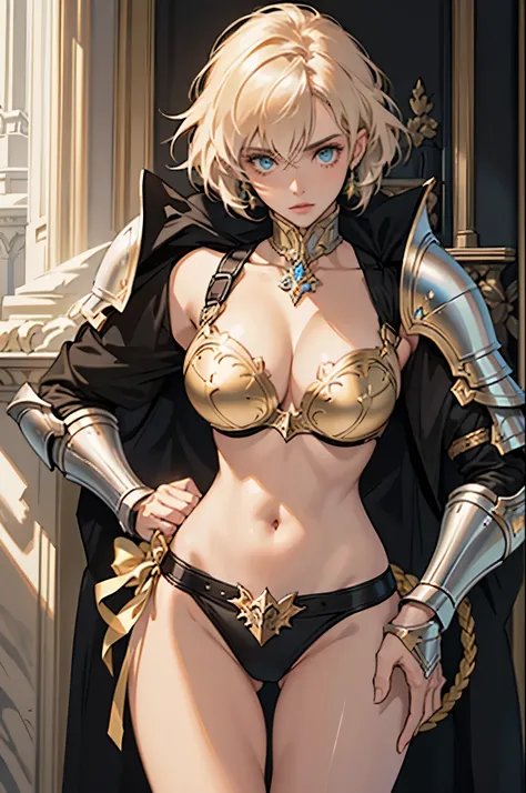 a close up of a woman in armor holding a sword, armor girl, bikini armor female knight, Bikini Armor, bikini-armor, Gorgeous Female Paladin, Female knight, of a beautiful female knight, Beautiful armor, A slender、bikini-armor, Revealing armor, ornate bikin...