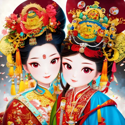 cantonese opera cartoon characters，eyes are very delicate（（（masterpiece）））， （（best quality））， （（intricate details））（8k）