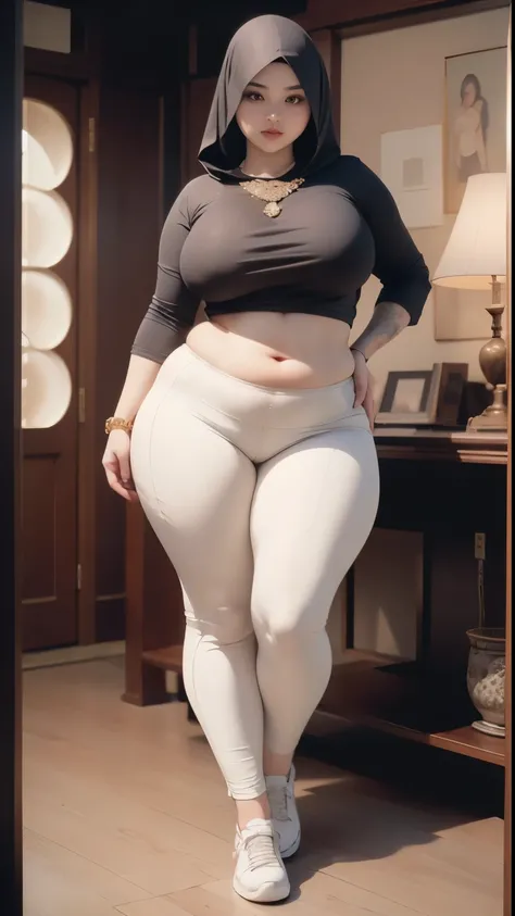 ((best quality)), ((masterpiece)), (detailed), perfect face, araffe woman thick and thight long pants posing for a picture, curvy model,, curvy hourglass figure, sexy longest hand t-shirt, thicc, beautiful full body shot, soft curvy shape, in a longest han...