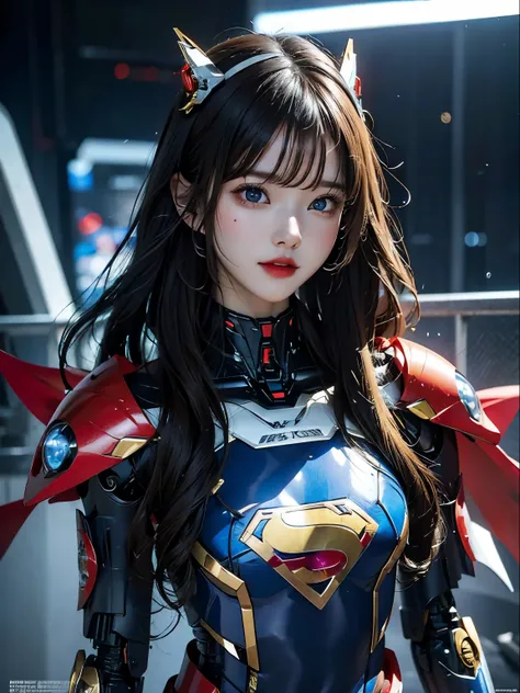 rough skin, Super detailed, advanced details, high quality, 最high quality, High resolution, 1080P, hard disk, beautiful,(super girl),beautifulサイボーグの女性,Mecha cyborg girl,battle mode,Mecha body girl,彼女はsuper girlのメカを着ています,full body photo