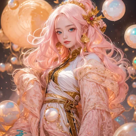 Peach Velvet Series，Peach-colored flull颜色，enamel，agate，A flesh-colored world，Blood Blue Maiden 32k（masterpiece，HD，Aoyama Pond，Ultra high quality，32k）Bright pink long flowing hair，blood pool，Ziddink， a color，Grumpy （After greeting）， （Linen scarf）， fighting ...