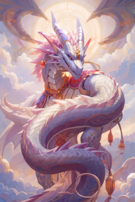 Pink hair and white face dragon painting, a dragon made of clouds, dragon在天, majestic japanese dragon, dragon神, dragon藝術, cyan chinese dragon fantasy, Soft and delicate dragon-like characteristics, spider, dragon shaped cloud, dragon dragon, Chinese fantas...