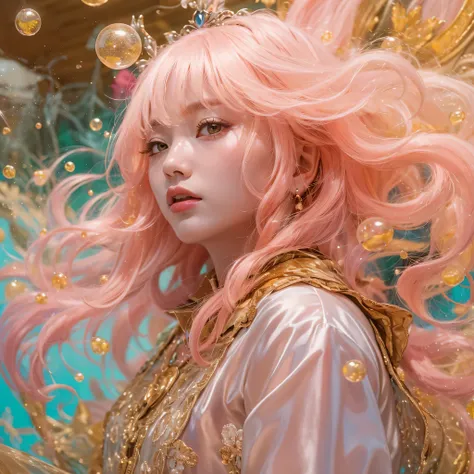 Peach Velvet Series，Peach-colored flull颜色，enamel，agate，A flesh-colored world，Blood Blue Maiden 32k（masterpiece，HD，Aoyama Pond，Ultra high quality，32k）Bright pink long flowing hair，blood pool，Ziddink， a color，Grumpy （After greeting）， （Linen scarf）， fighting ...