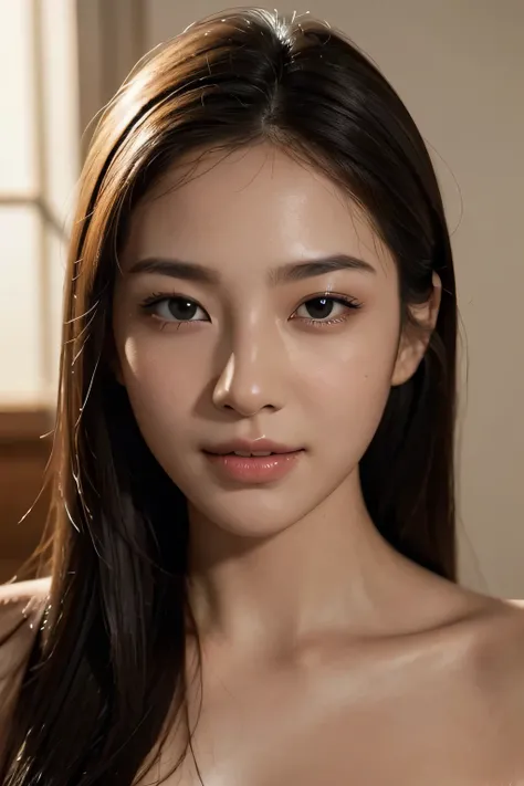 (Enhances the beauty of skin texture:1.1), highest quality、masterpiece, ultra high resolution、(Photoreal:1.4)、RAW photo、1 girl、shiny skin, dramatic lighting, RAW photo, table top:1.3, ultra high resolution:1.0, sharp focus:1.2, beautiful woman with perfect...