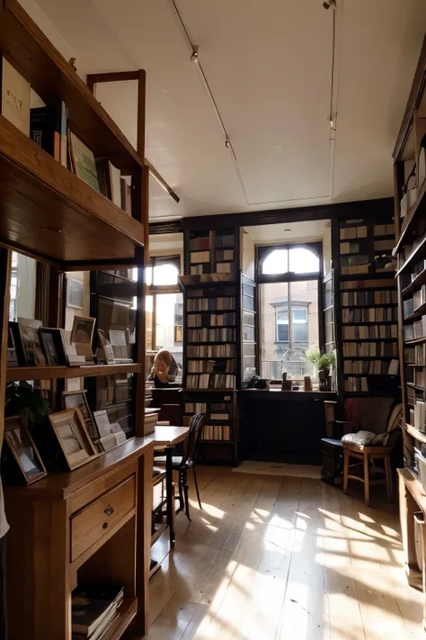 Vibrant bookshop with sunshine interior glasses