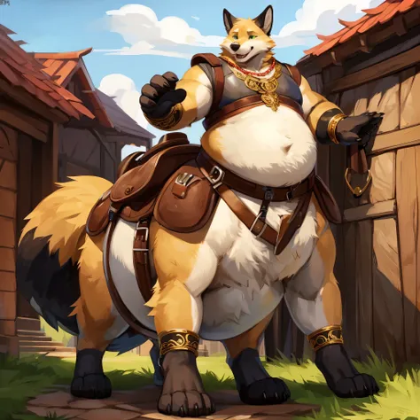 4k ultra quality, 4k full body view,ultra high detailed body,singo person,foxtaur, detailed body, (ultra detailed belly), white belly fur,big belly, ((round taur belly)), enormous taur belly, enormous taur body, bulge,by mystikfox61, by glitter trap boy, b...