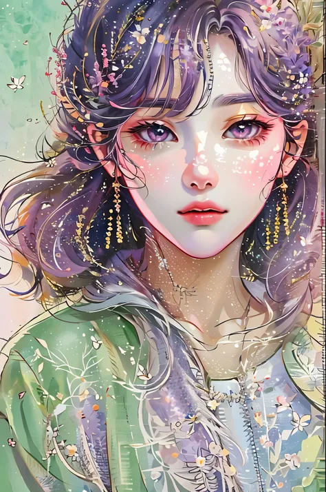 Ridiculous, masterpiece, best quality, light color, pastel colors, Korean girl beautiful face , beautiful hair , a character in korean drama, Anime eyes, semi-casual wear, masterpiece背景, Detailed background