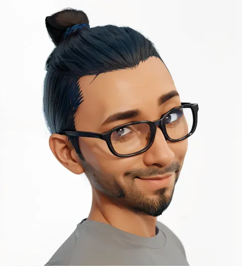 Cartoon character of a 50 year old man with little beard, con gafas negras y una t-shirt azul,
de cuerpo delgado, feliz, un poco de canas (cabello blanco), cambiar un poco la pose actual.
un personaje animado, personaje estilizado, animation style renderin...