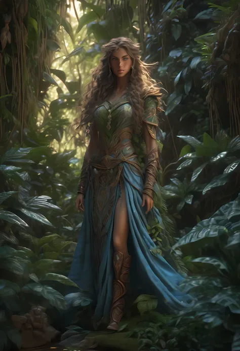 high details, best quality, 16k, [ultra detailed], masterpiece, best quality, (extremely detailed), dynamic angle, ultra wide shot, RAW, photorealistic, fantasy art, realistic art, a female elf druid (intricate details, Masterpiece, best quality: 1.5) in a...