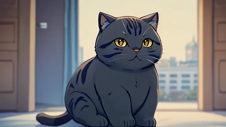 The British Shorthair is a stocky, sturdy cat resembling a plush teddy bear, gray color