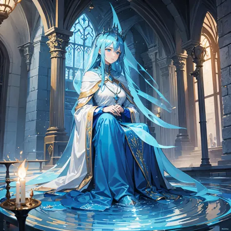 medieval europe fantasy blue diamond fountain landscape sacred atmosphere