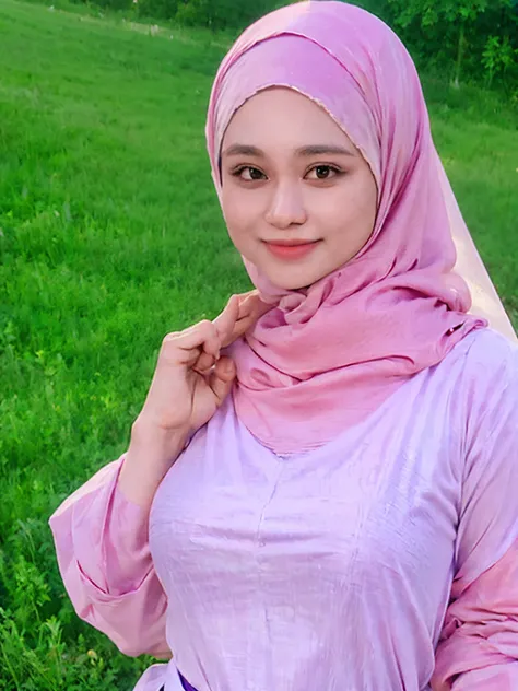 (best quality,4k,8k,highres,masterpiece:1.2), ultra-detailed, (realistic,photorealistic,photo-rehijab big breasts, hijab big breasts, nude breast,  body, sexy body breast,  body, sexy  , hijab satin, small eyes, hijab turquoise, Malay girl