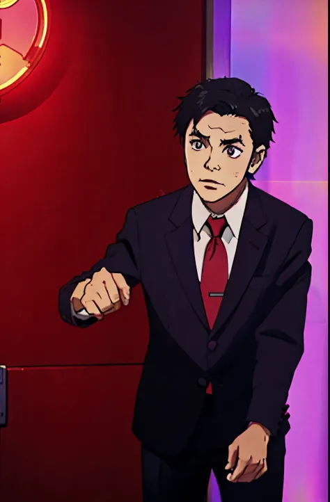 Kawaii anime boy demon in suit