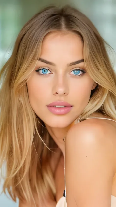 very beautiful sexy blonde, naked , breasts, light blue eyes, highly detailed, 29 years old, slim, innocent face, naturally wavy...