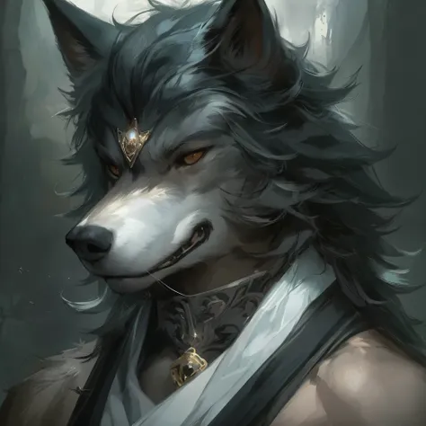 black cloak, ruan jia, pino deheni, black gem, stupid dog, male wolf muscles, (detailed face), (delicate and lovely skin), elega...