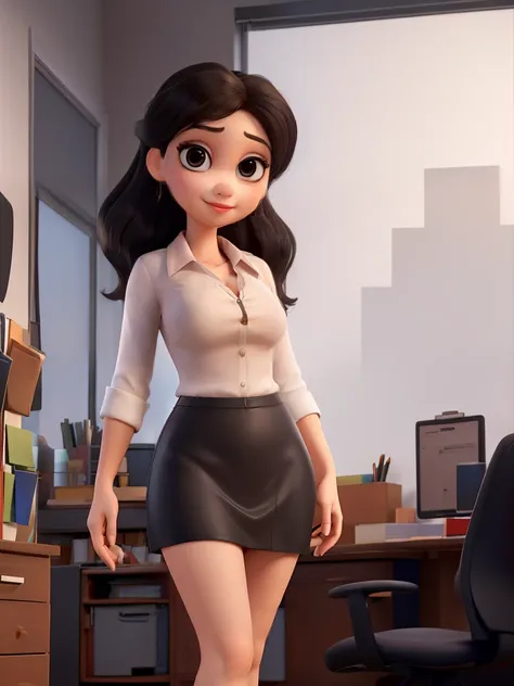 3dcharacter,office girl,cleavage shirt,cleavage,nsfw,black pencil skirt,tight skirt,(full body:1.2),masterpiece,best quality,big...