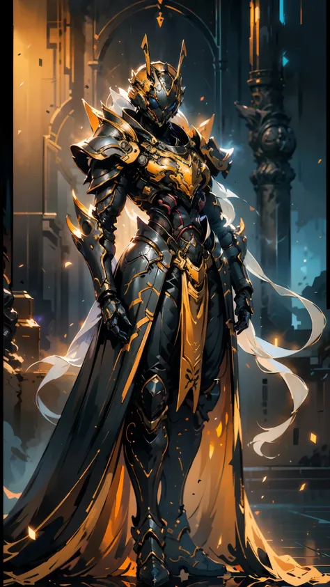 a woman adorned in fantasy-style full-body armor, a crown-concept fully enclosed helmet that unveils only her eyes, a composite ...