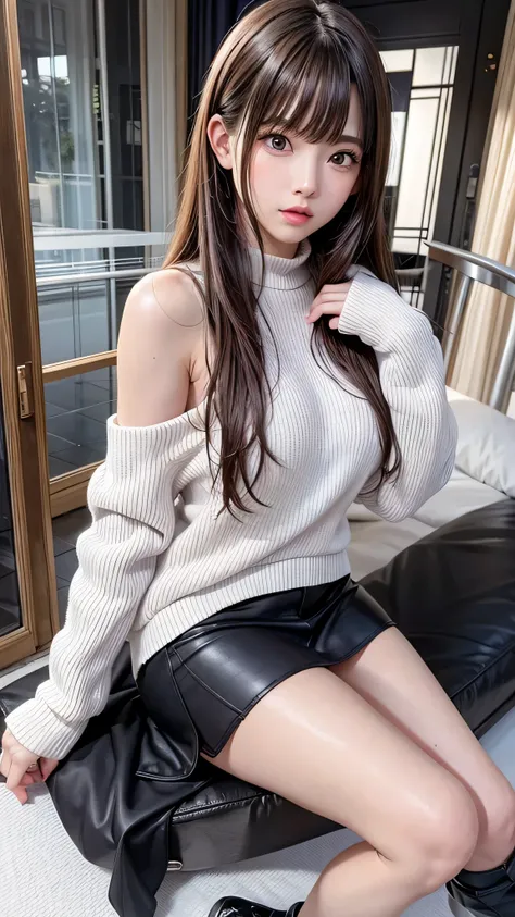 Beautiful white and shining skin、Chestnut hair that changes depending on the light、Long bangs between the eyes that obstruct the view、Cheek gloss highlights、Sexy and very beautiful nice gorgeous face、the most beautiful face in the world、short bob、Smooth st...