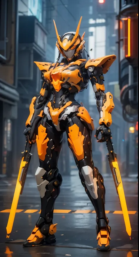 （（tmasterpiece，best qualtiy））， illustratio，1girll，helmet mecha，Large breasts，dynamicposes， ultra-detailed 8K， realisticlying， Clear focus， ighly detailed， profetional lighting， Colorful Detailed， Long shot from rainbow color separation factory， large mecha...