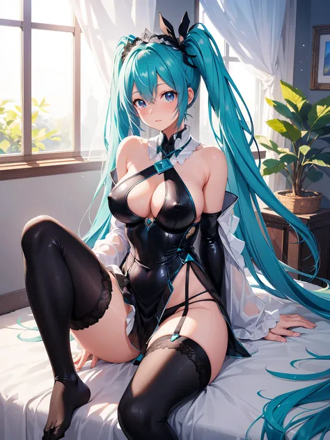 (1 girl),(high quality), (High resolution), (extremely detailed), (8K),(focus on lower body),(CG)、Magic Knight、transparent costume、Magic Mentor、sexy panties、(black knee high stockings:1.2)、nipple shape、No shoes、neutral white lighting,sexy pose、showing pant...