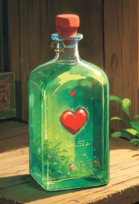 suspicious bottle、heart mark