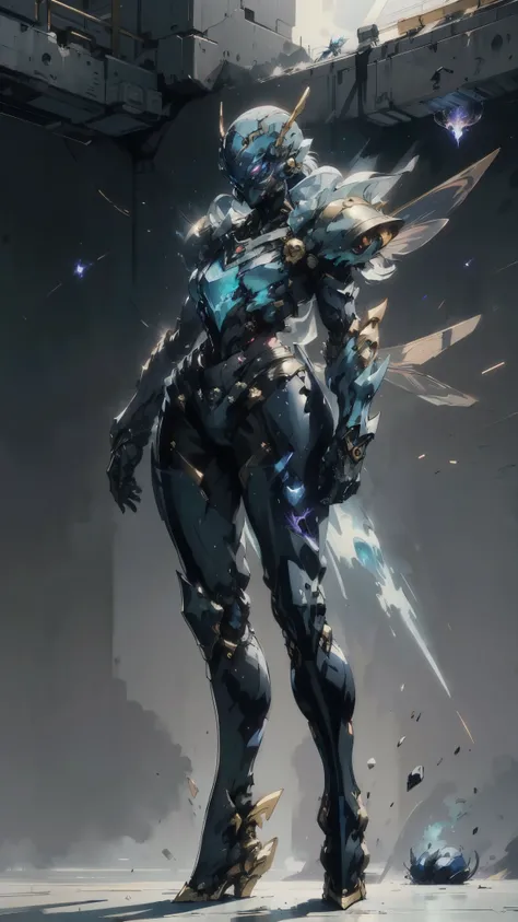 A woman adorned in fantasy-style full-body armor, a crown-concept fully enclosed helmet that unveils only her eyes, a composite layered chest plate, fully encompassing shoulder and hand guards, a lightweight waist armor, form-fitting shin guards, the overa...