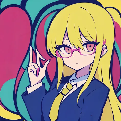 gal girl blonde high school student glasses