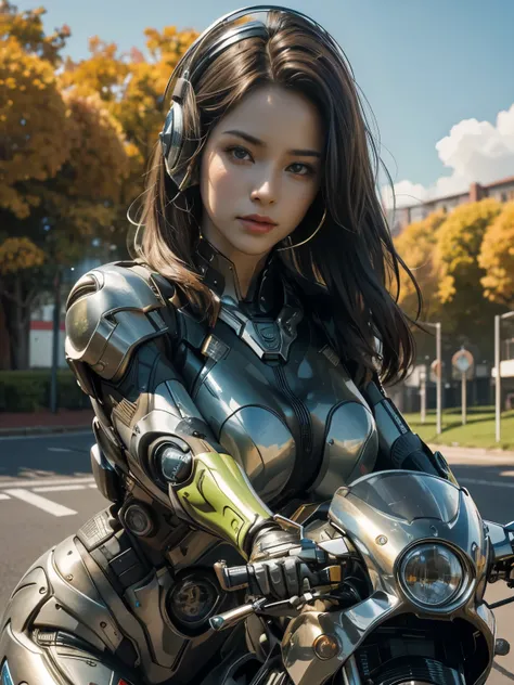 25 year old colossus style woman，(((A woman with a mechanized body))), Slime, dynamic posium: 1.3), (realistic:1.5), (realistic:1.4), 8k, Super detailed beautiful girl, 1 girl, (a sunny day:1.5), intricate body details, (short: 1.3), (highest quality: 1.0)...