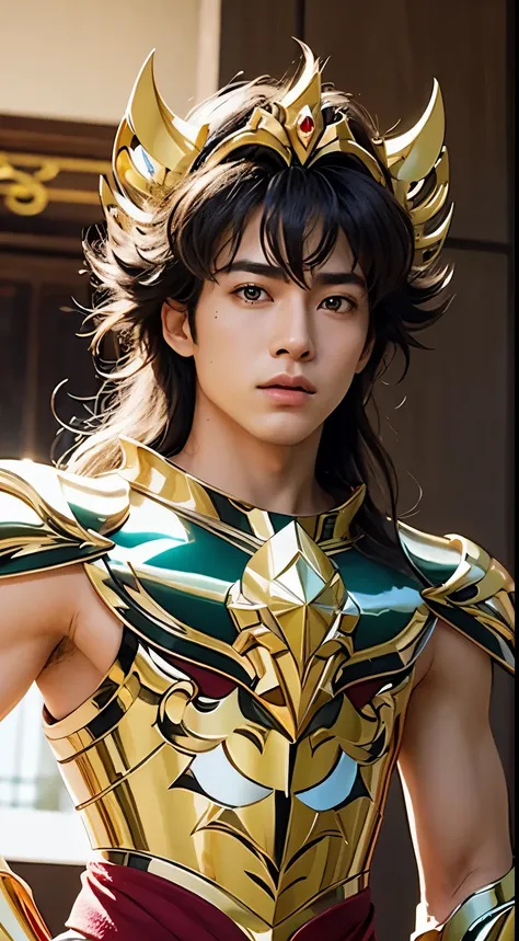 masterpiece, highest quality, ultra-detailed, hyper-real, ((seiya)), a man,perfect face, foto frontal, cinematic lighthing, full...