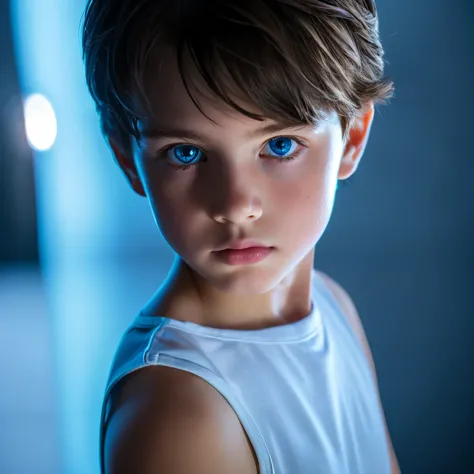 highest quality,masterpiece,ultra high resolution,(reality:1.4),blue eyes,original photo,cinematic lighting,1 boy,Upper body,16 years old