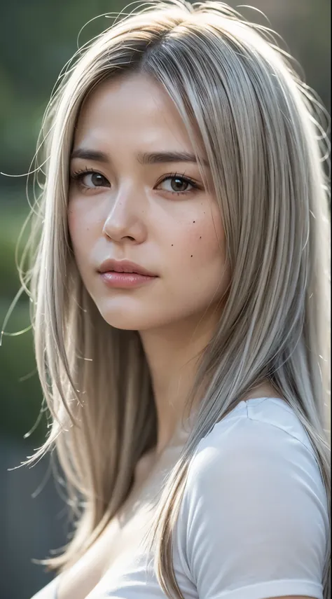 (photo realistic:1.4), (hyper realistic:1.4), (realistic:1.3), (smoother lighting:1.05), (increase cinematic lighting quality:0.9), 32K, 1girl, 19 year old girl, 172 cm tall, chest size 34D, ((long white hair )), realistic lighting, backlighting, light on ...