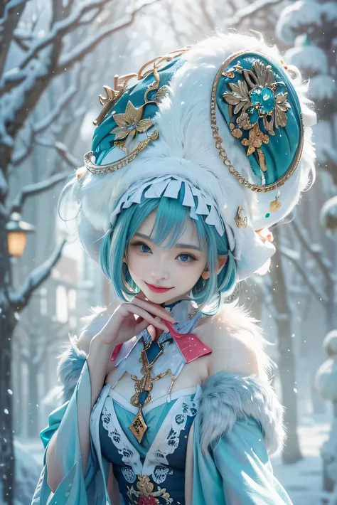 (photorealistic:1.8, highest quality:1.8,8K masterpiece:1.8,High resolution,muste piece:1.8),snow mountainに立つ1人の23歳の女性,fantasy,(sexy mini dress、Transparent Shawl、Elegant earrings、choker), beautiful detailed blue eyes:1.7,double eyelid:1.6,beautiful skin:1....