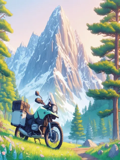 bike parked in mountains