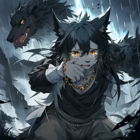 cover_page, Darkness with diamonds falling like rain, Beastmen whose tears become jewels, Express your grief with your whole body, kemono, furry,