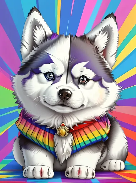 (Orelhas perfeitas de cachorro husky siberiano ),  Eduardo Kobra acolchoamento ,multidimensional geometric wall PORTRAIT, arte, Chibi,
Yang016K, lindo, Colouring,
Primary works, qualidade superior, melhor qualidade, Arte Oficial, Beautiful and Aesthetic,