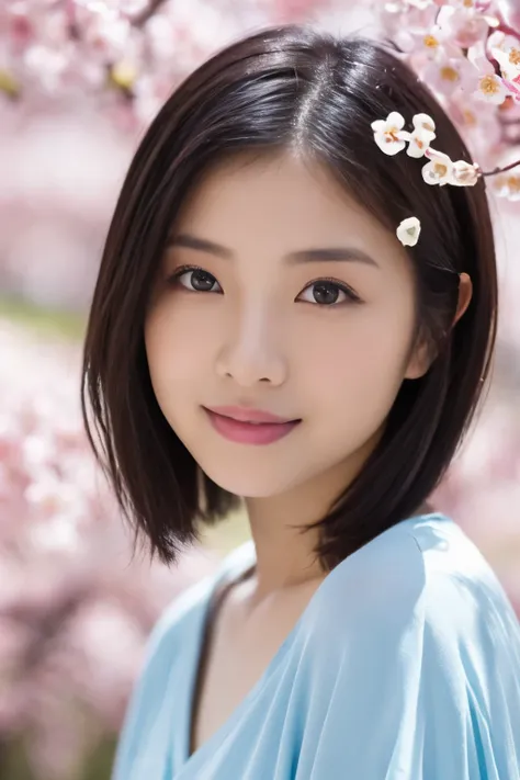 1 girl, (pastel color spring outfit:1.2), beautiful japanese actress, 
looks great in the photo, long eyelashes, Plum blossomのイヤリング, Plum blossomの髪飾り,
(RAW photo, highest quality), (realistic, Photoreal:1.4), (table top), 
beautiful and detailed eyes, thic...