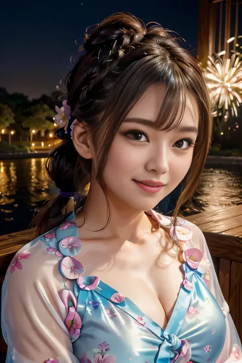 (beautiful mature adult woman),(flower hair ornament,floral braided top knot,twisted side part ponytail,floral braided headband,half up、floral braided space buns,voluminous fishtail braid,Twisted pan,),(The bangs are see-through bangs),very delicate and be...