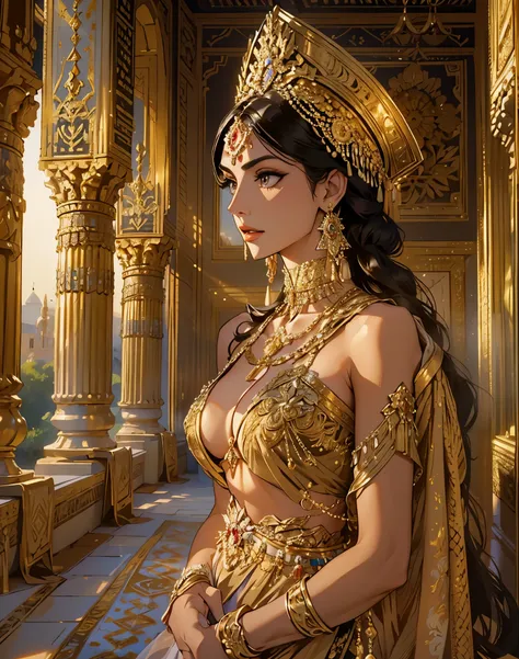 "Courtesans of the Achaemenid Empire, in their resplendent attire, embodying the opulence and cultural richness of one of historys greatest empires, adorned in luxurious fabrics and intricate jewelry, their beauty and elegance a testament to the sophistica...