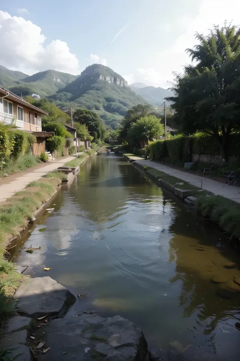 I would like to create a sidewalk bordering a stream that is in a photograph.minha. como devo fazer?