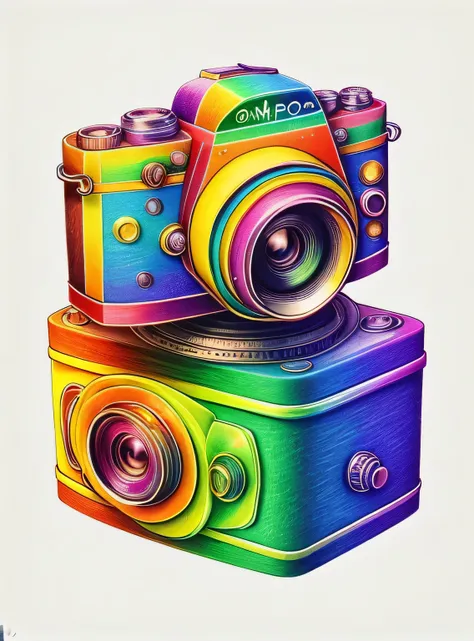 rainbowpencilrockai camera surrounded by flowers