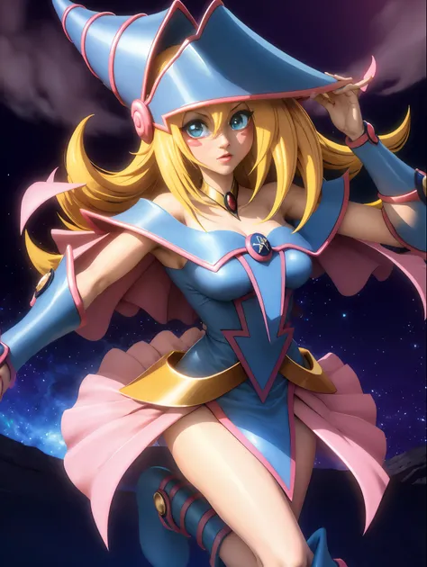 dark magician gils. leaving a magic circle. magia de corazones en el aire.