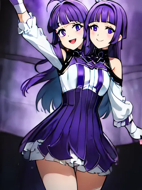 masterpiece, best quality, ultra-detailed, illustration), (2heads:1.5), two headed girl, kula diamond and Athena Asamiya, (one torso:1.5), fighting pose, full body, white skin, large breasts, same ages, (two heads on one body:1.4), (first head light blue l...