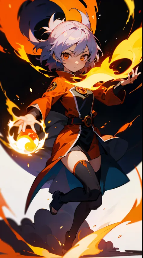 black anime girl with fire in the air and a fire ball in the air, fire mage, fire spell, flame spell, firebending, holy fire spell art, fire elemental, fire behind her, 4k manga wallpaper, badass anime 8k, official anime artwork, 4k anime wallpaper, anime ...