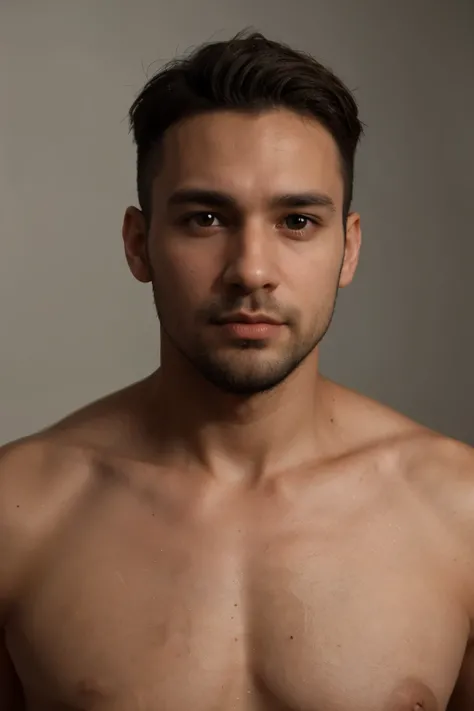 An image of a 31-year-old young man in 3D style with a beard, gradient hair and brown skin, black eyes looking at the camera 