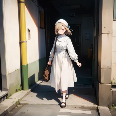 christian girl dressed modestly walking on the streets