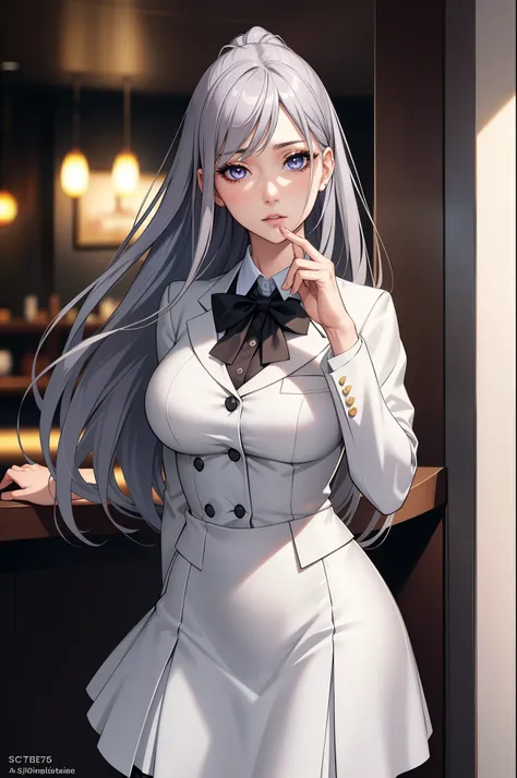 sakuyarindou768 (Wearing business outfit,formal jacket,neck tie, tie,white shirt, skirt, heels,High waist Skirt)( big perfect round breasts,hourglass body, thin waist,btpt-fc,Photo realistic, (hyperrealistic:1)beautiful, masterpiece, best quality, extremel...