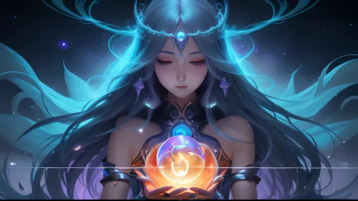 Anime girl with a glowing ball in her hand, beautiful heaven mage, fantasy art style, digital 2d fantasy art, digital fantasy art ), detailed fantasy digital art, digital art fantasy art, detailed digital 2d fantasy art, epic fantasy art style hd, anime fa...